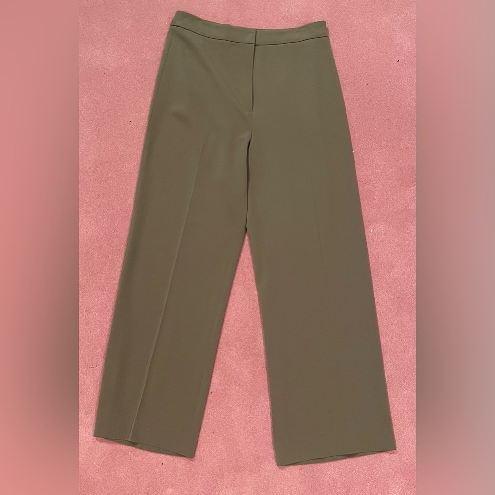 H&M women’s high waisted wide-leg pants, dark green/olive, size US 6, never worn